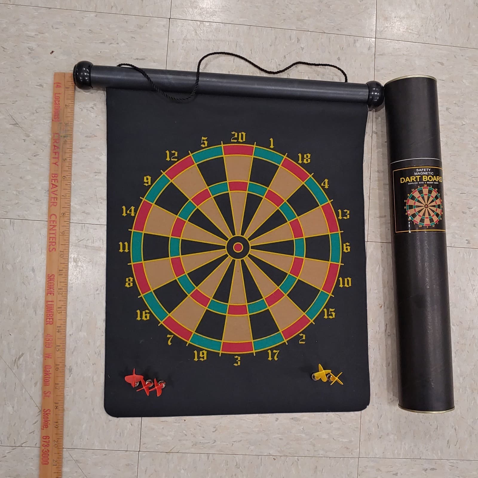 Y2K Magnetic Dart Board Set w/ 6 Magnetic Darts Original Tube Made In Korea 2