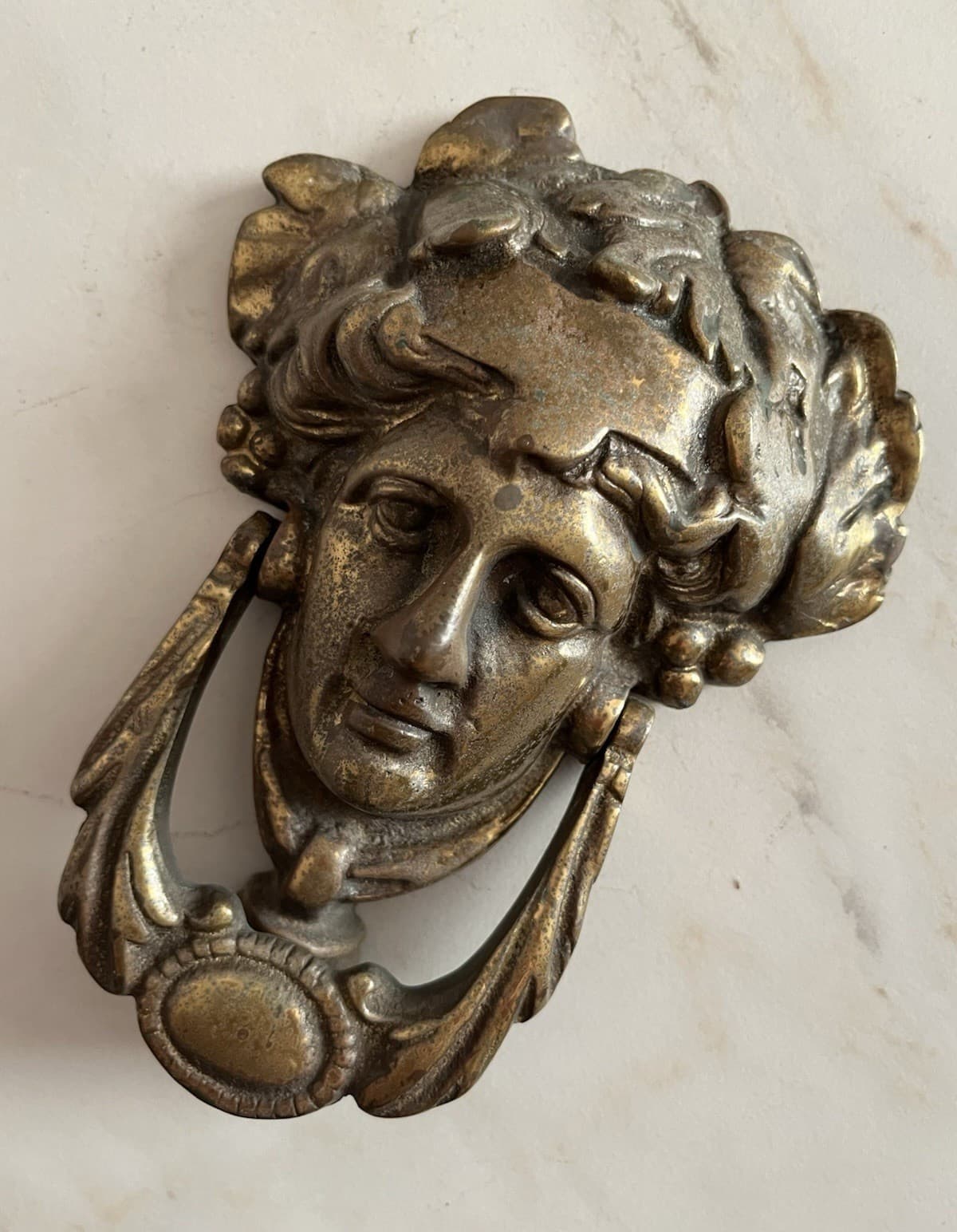 ANTIQUE c.1911 VICTORIAN FACE OF APOLLO ARCHITECTURAL SALVAGE DOORKNOCKER 5