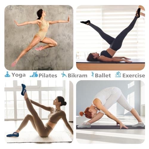  Yoga Socks For Women,Non slip Grip Pilates Socks Suitable For  5