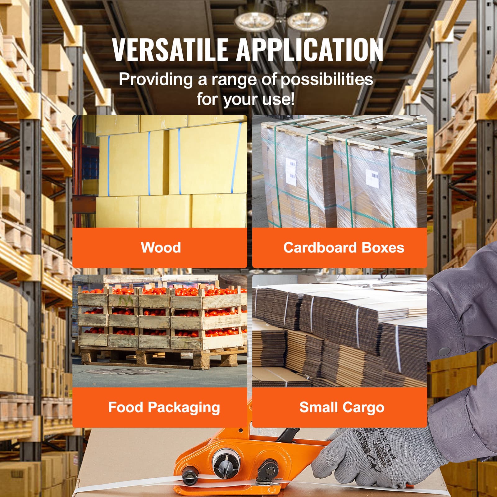 VEVOR Packaging Banding Strapping Kit Tensioning Tool Tensioner & Sealer 328 ft 6