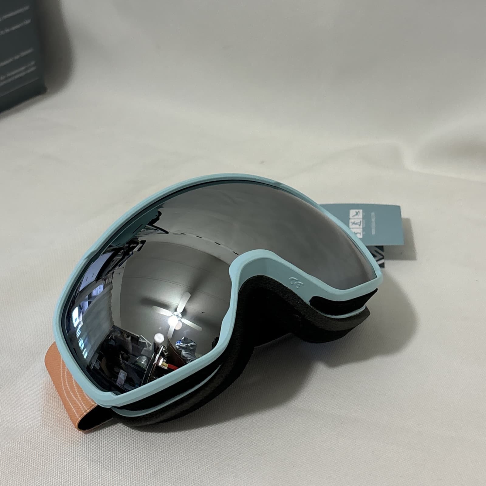Odoland Ski Helmet and Goggles Set, Snowboard Helmet & Glasses Cyan for Kids 5