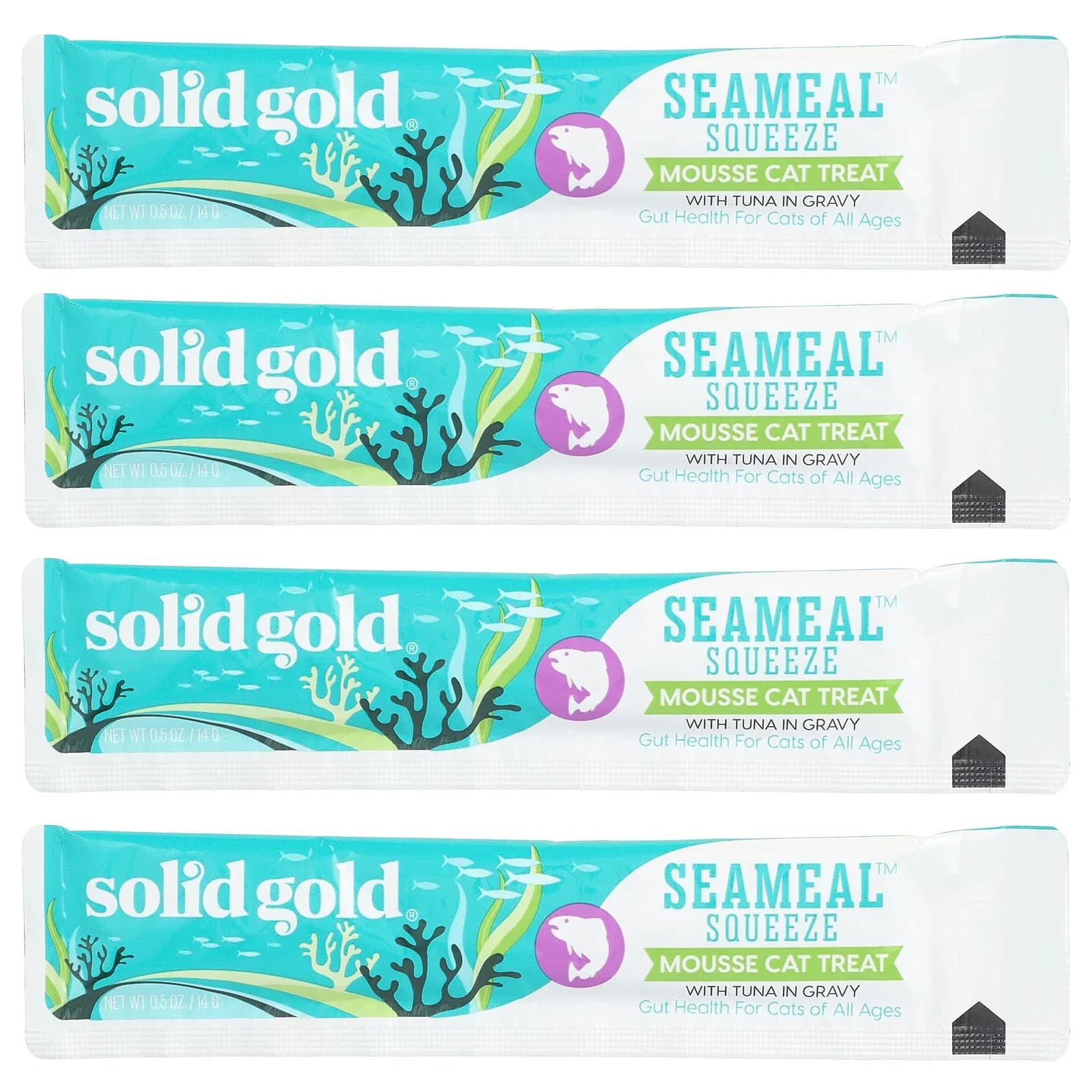 SeaMeal™ Squeeze Mousse Cat Treat with Tuna in Gravy, For Cats, All Ages, 4 3