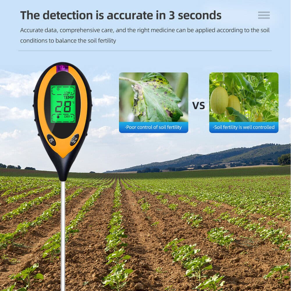4 in 1 Soil PH Tester Digital Moisture Meter Test for Garden Farm Plant Lawns 5