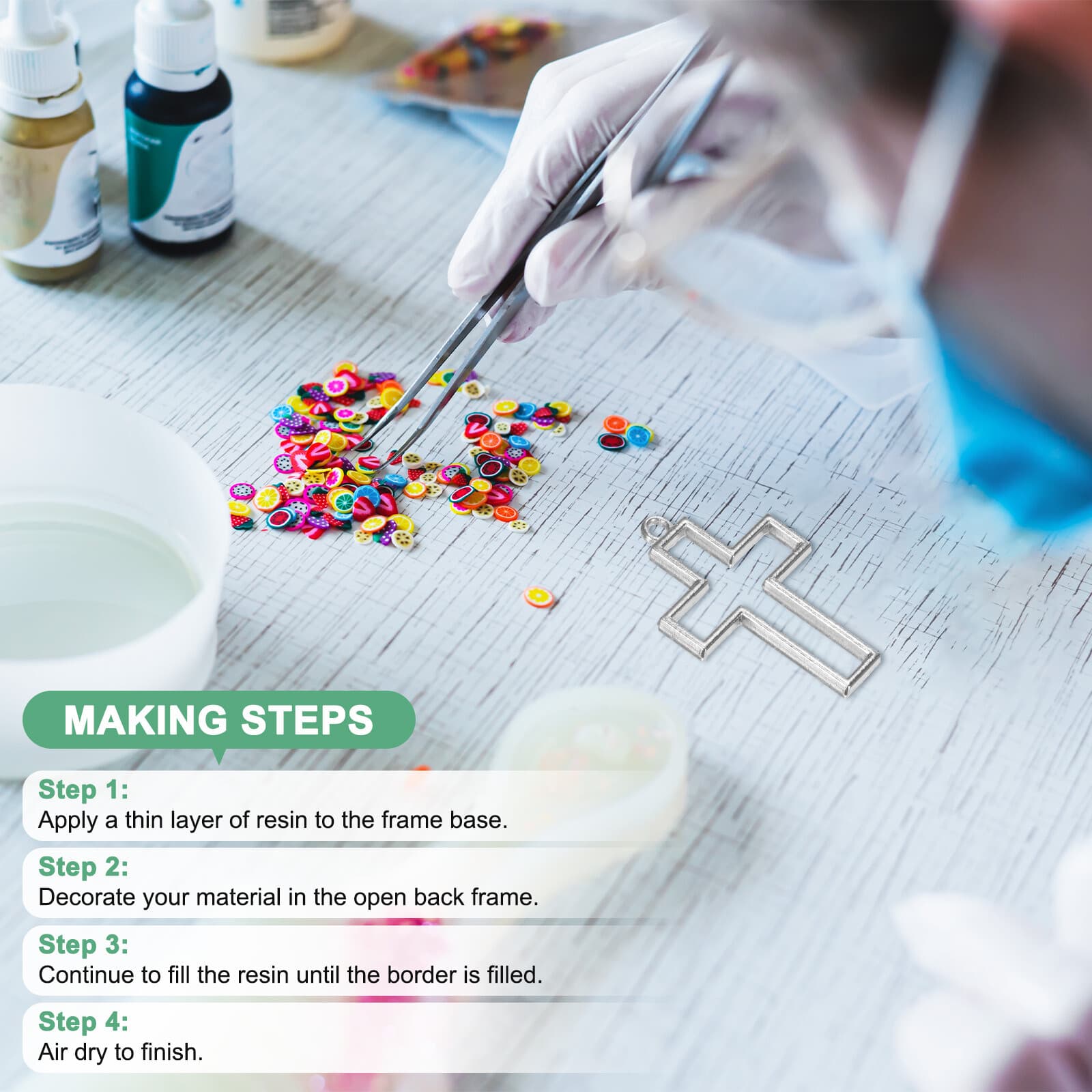 50-Pack Open Bezels, Cross Shape Bezel Pendants for Resin[Silver Tone] 4