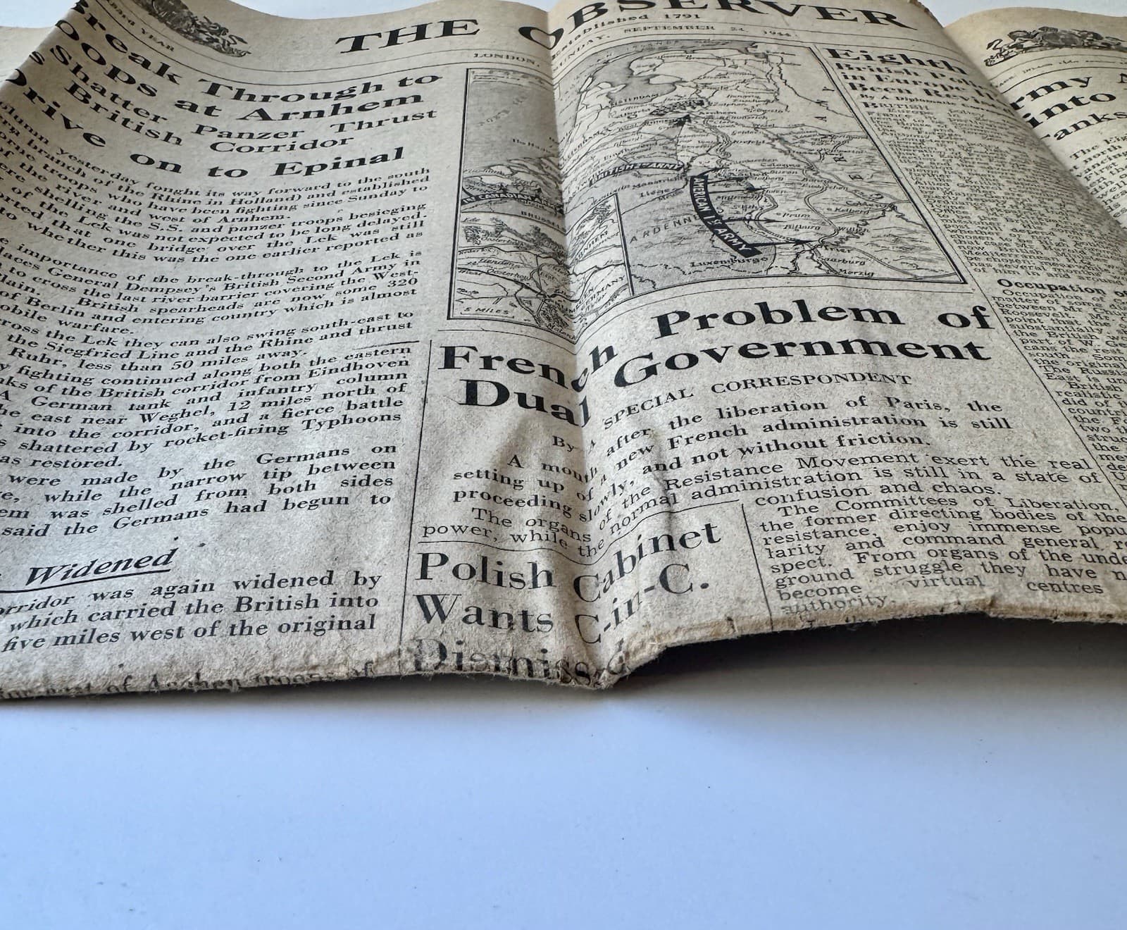 WW2 Newspaper Sept 1944 The Observer Arnhem Battle Allied Advance Original UK 5