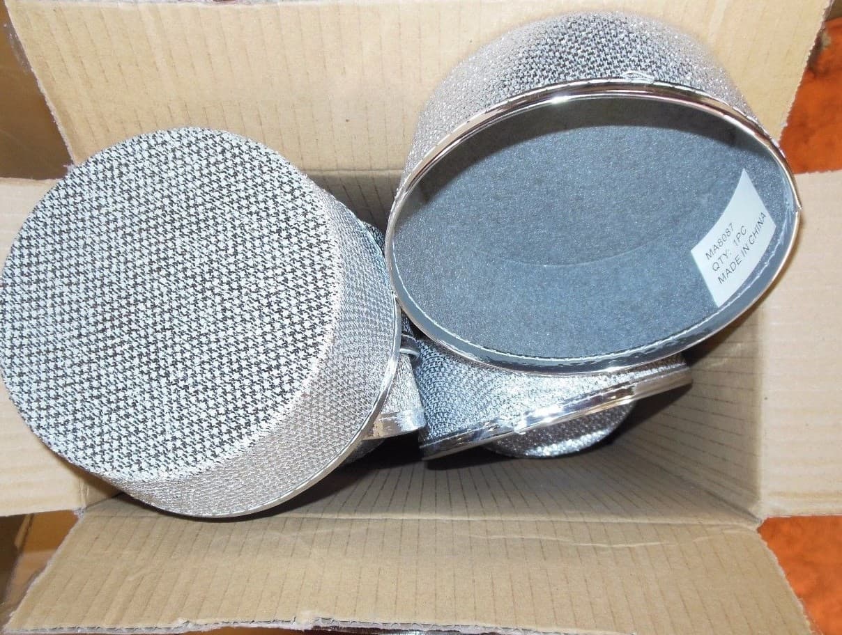 Lot of 6 Silver Lurex pillbox hats felt base Dance Theatrical Use Bellhop  2