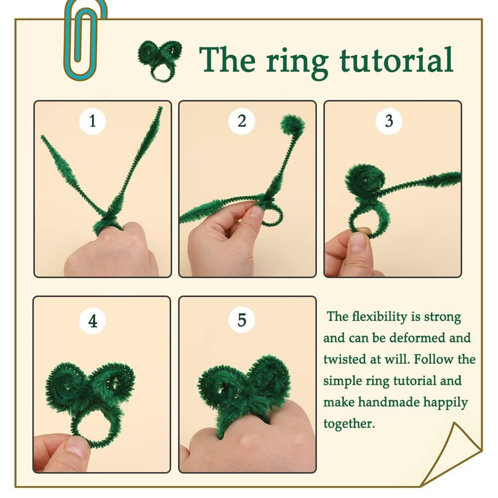 100 PCS Chenille Stem, Bump Chenille Stems, Green Pipe Cleaners Crafts Supplies  4