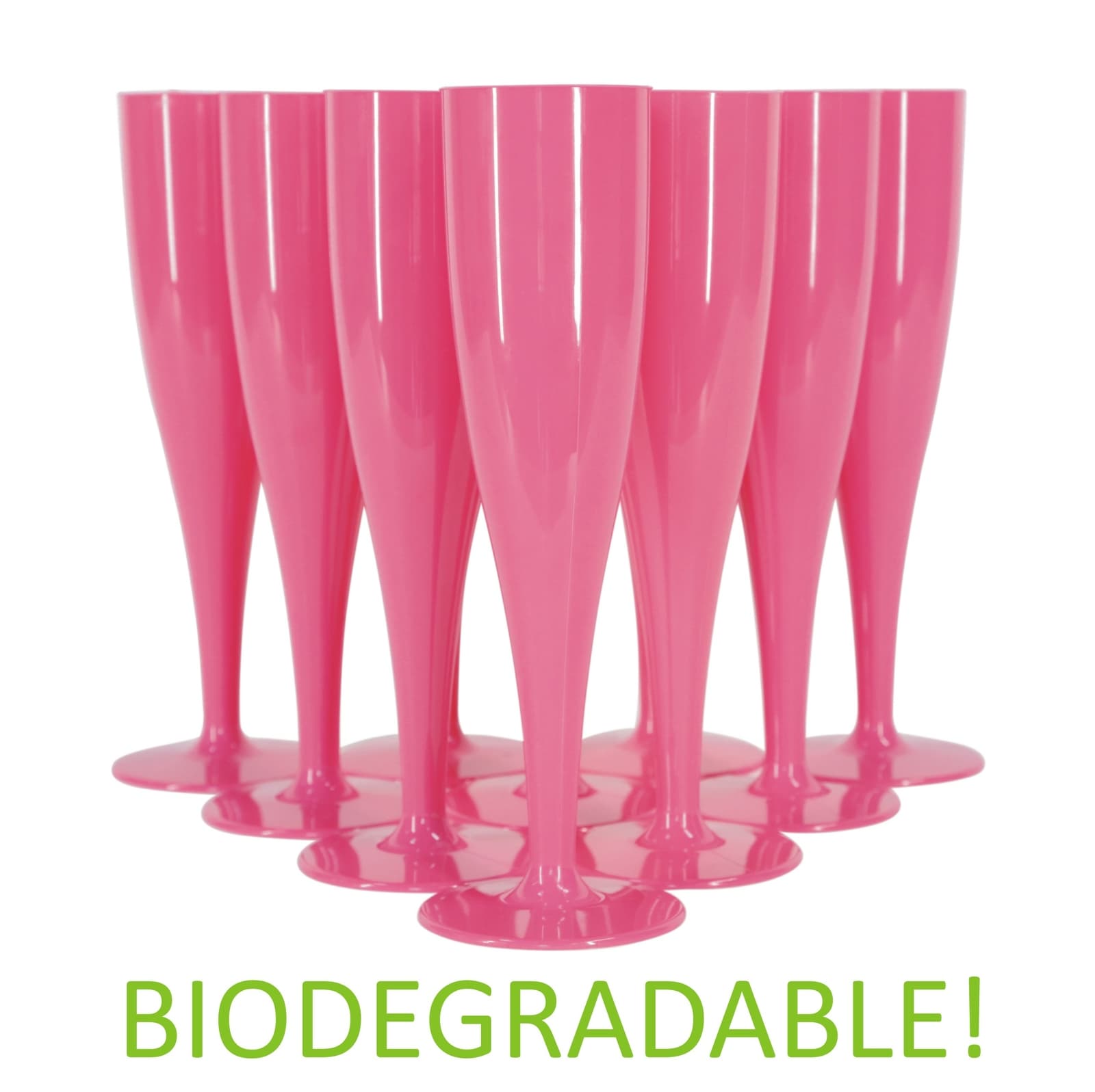 100 x Pink Prosecco Flutes 175ml Champagne Glasses Biodegradable Plastic Pack 2