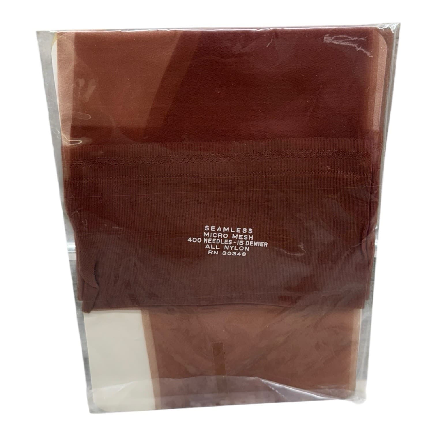Vintage 100% Nylon Seamless Micro Mesh Stockings Cinnamon 10 400 Needle 15D 2