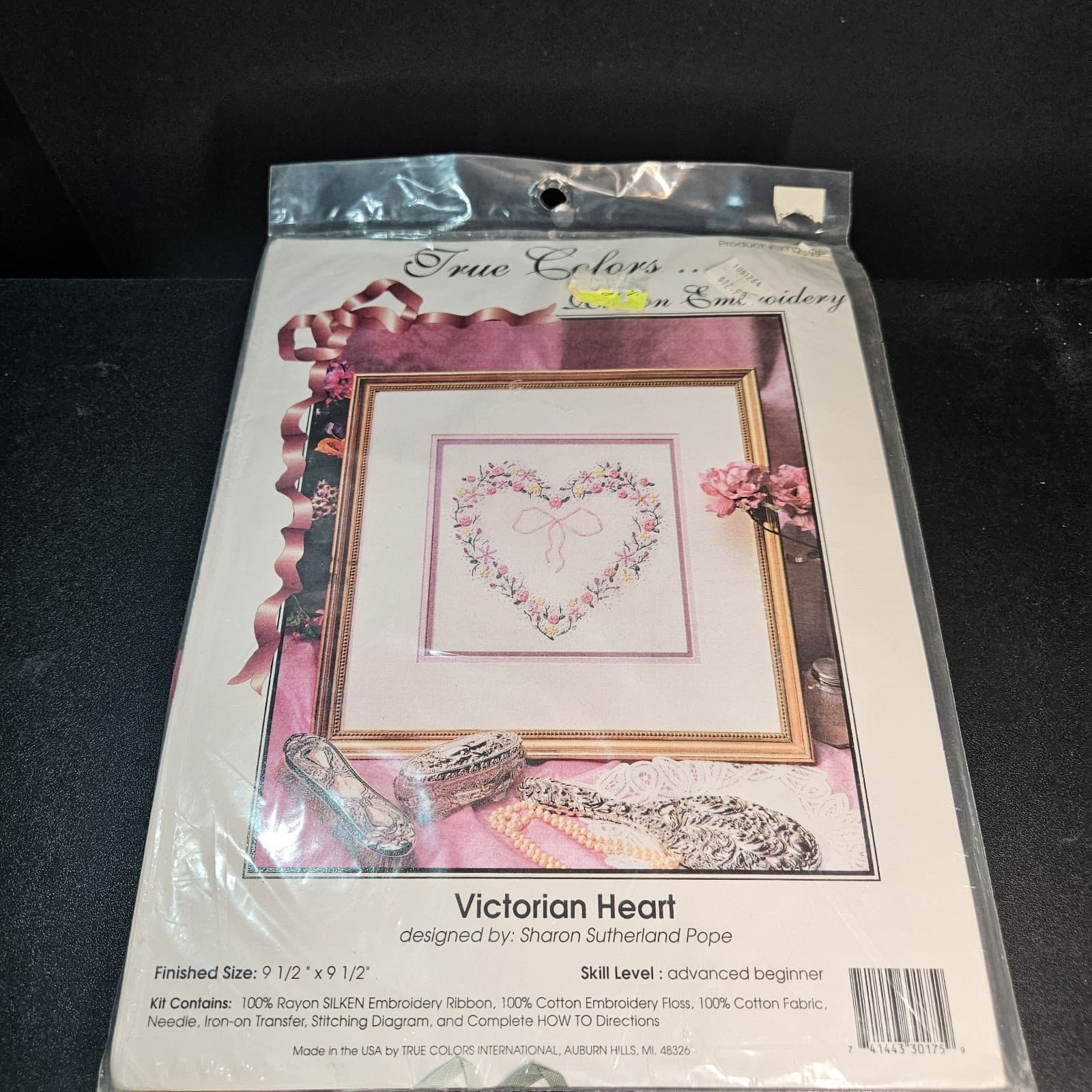 True Colors Ribbon Embroidery Kit Victorian Heart SRK0006 Complete Kit VTG