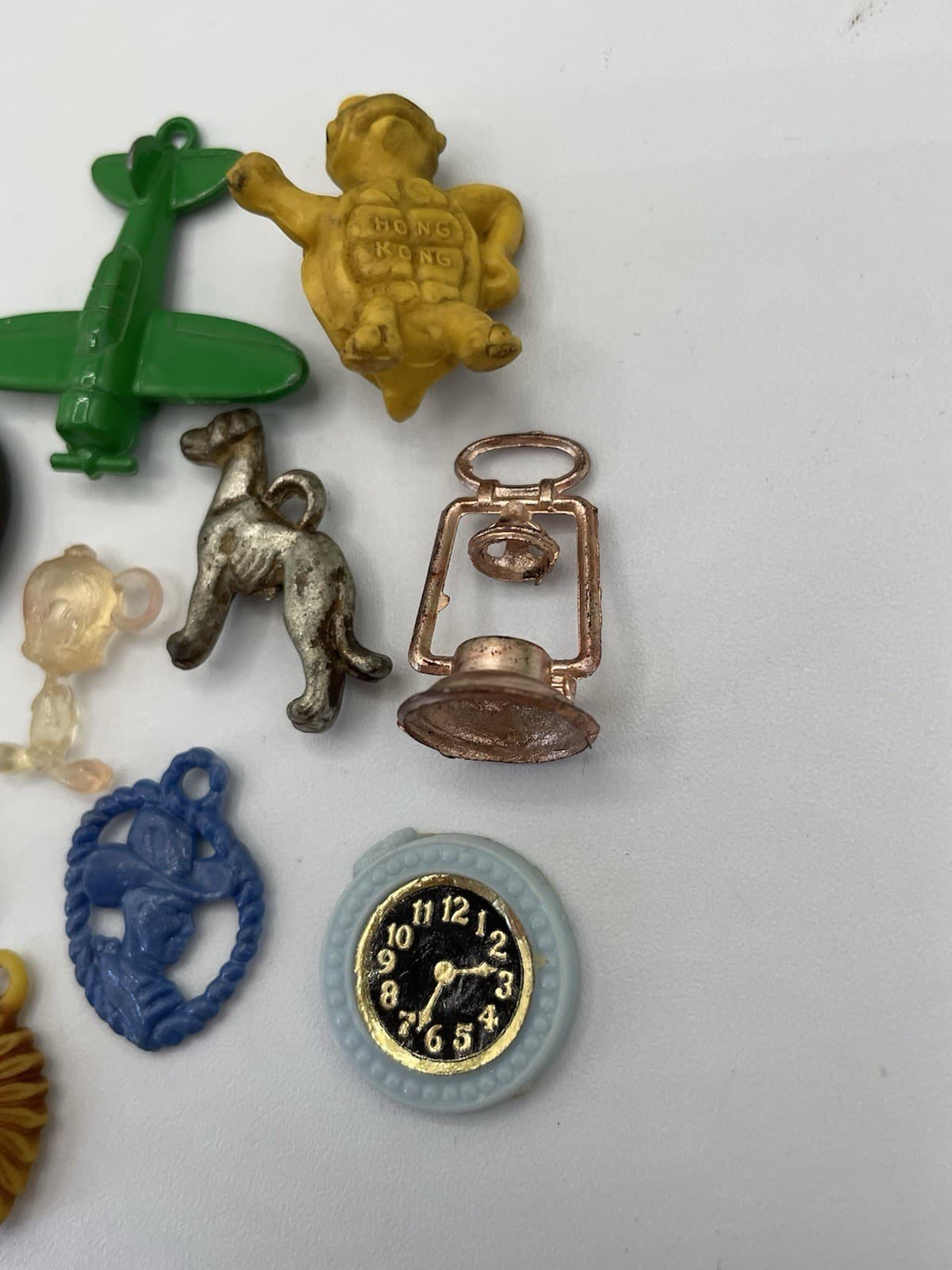 Vtg 1950s 60s Plastic Cracker Jack Prize Toy Plane Animals Tools Lot 5