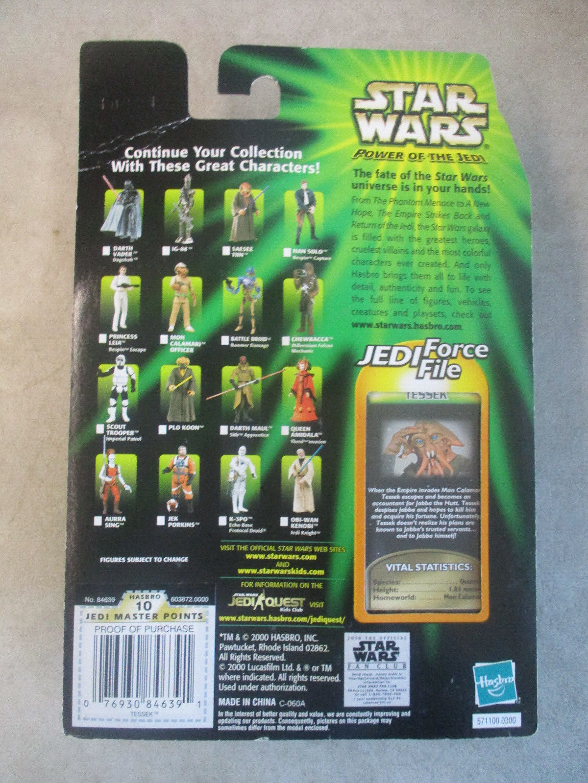 MOC 2000 STAR WARS POWER OF THE JEDI TESSEK 3.75" FIGURE 2