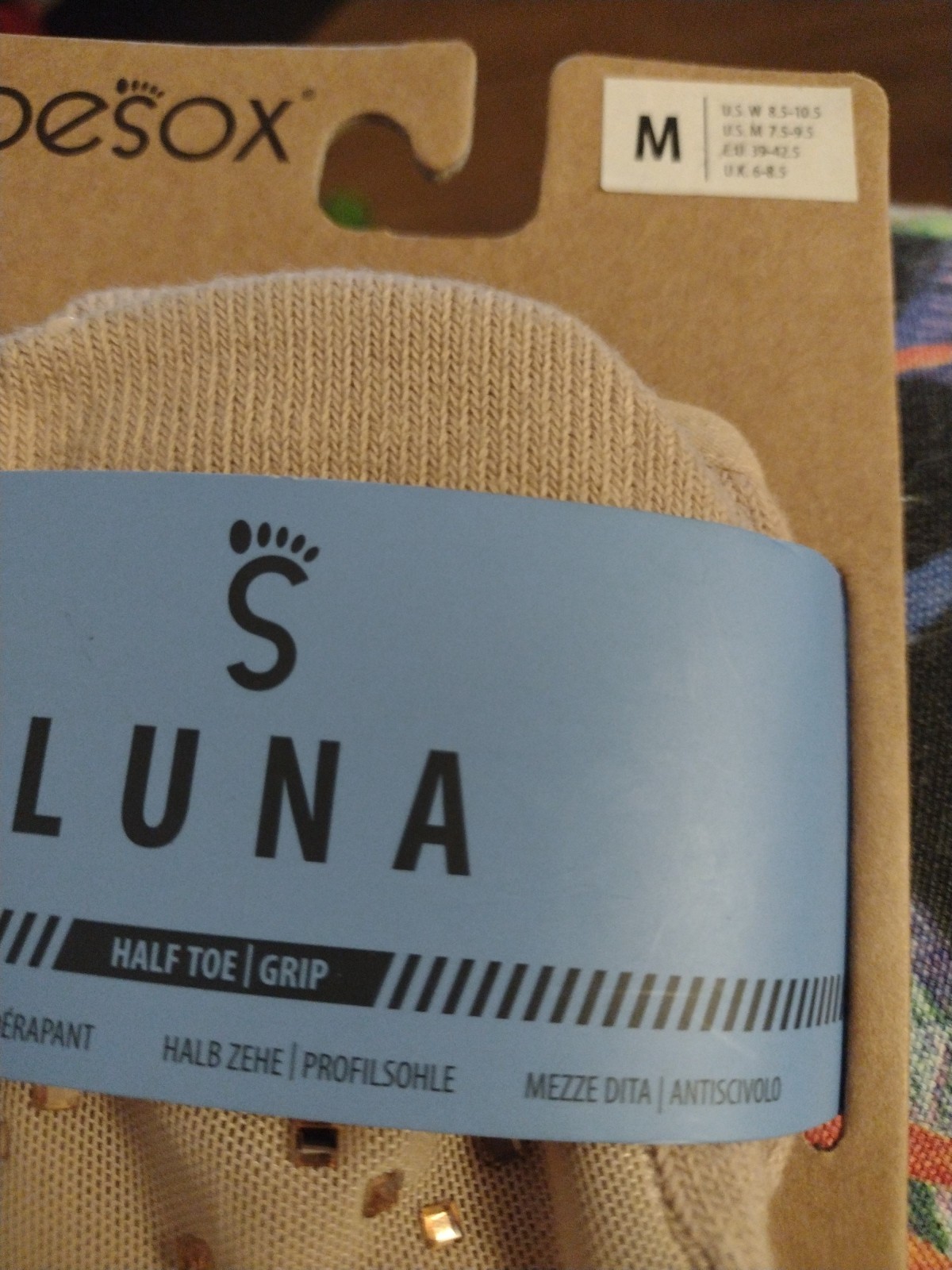 Toesox Size Medium Half Toe Grip  Nude Bling NEW 3