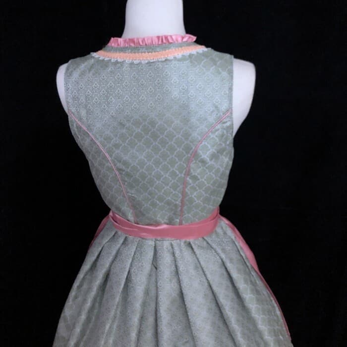 Pink Green Dirndl Oktoberfest Lace Up Dress Size 44 Medallion Apron Cosplay F96 6