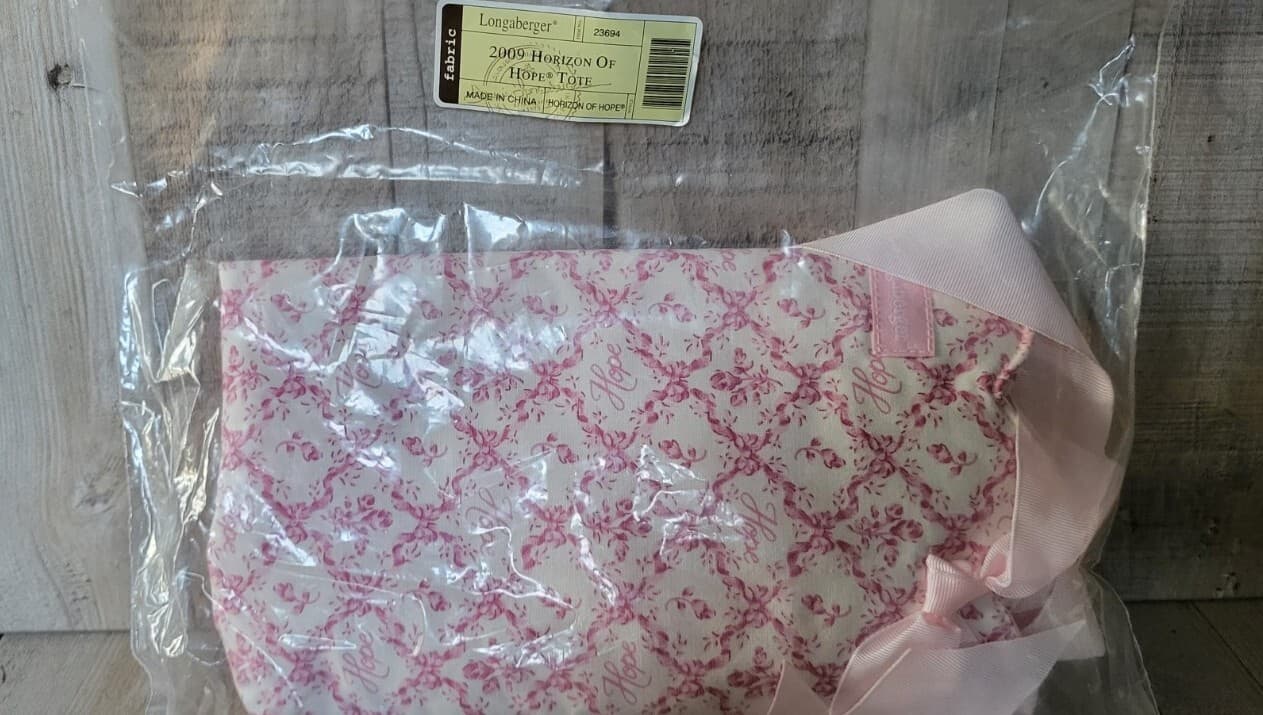 Longaberger 2009 Horizon of Hope Tote NEW pink White Ribbon Cancer Gift Bag Rose