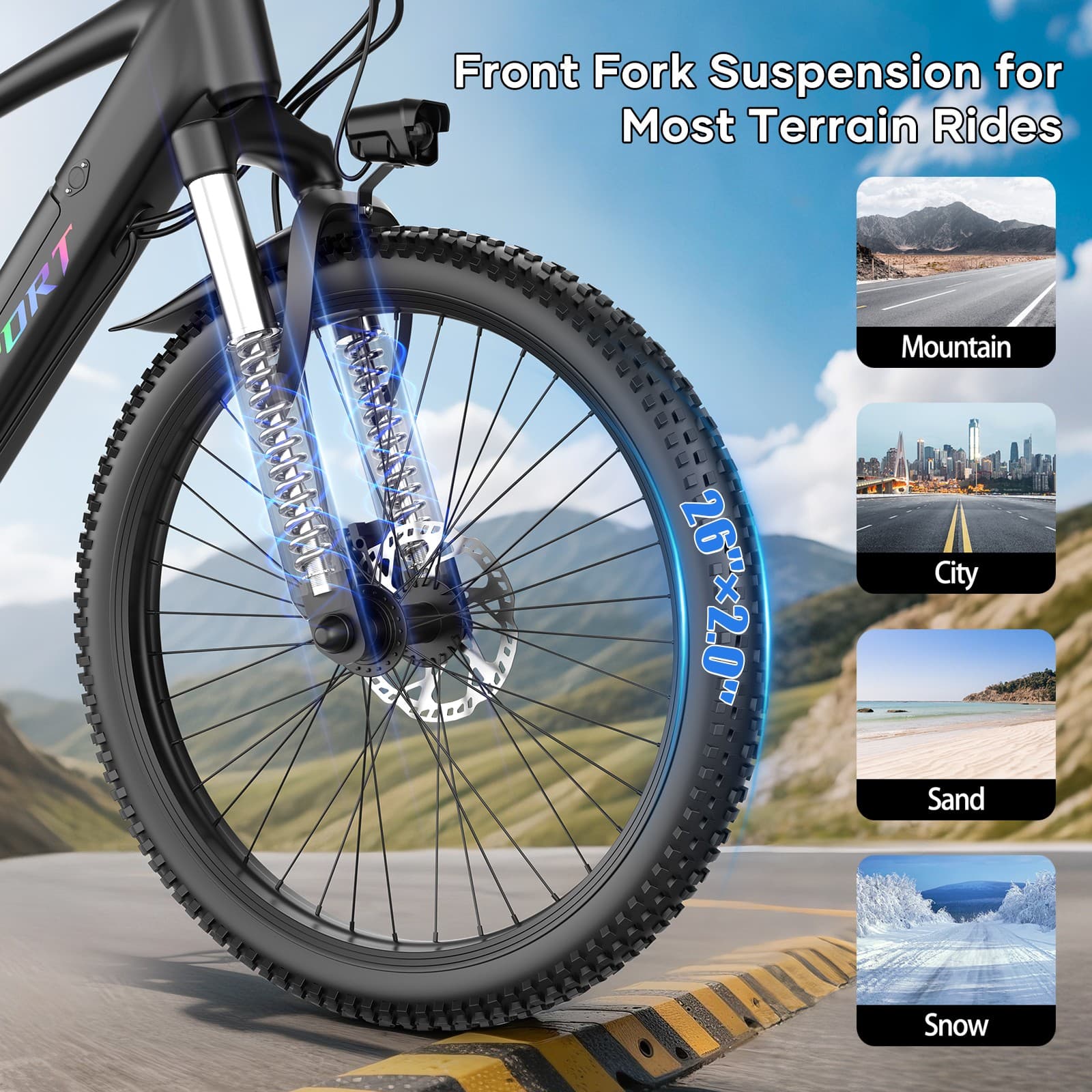 Electric Mountain Bike Peak 1500W 48V 26" City Bike 65 Miles EBikes Adults Teens 2