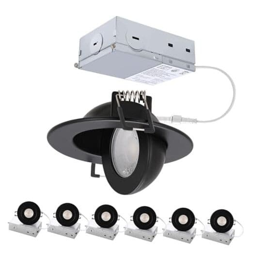 3 inch Recessed Lights, 7W Canless Gimbal Soffit 3 inch - 6 pack Black