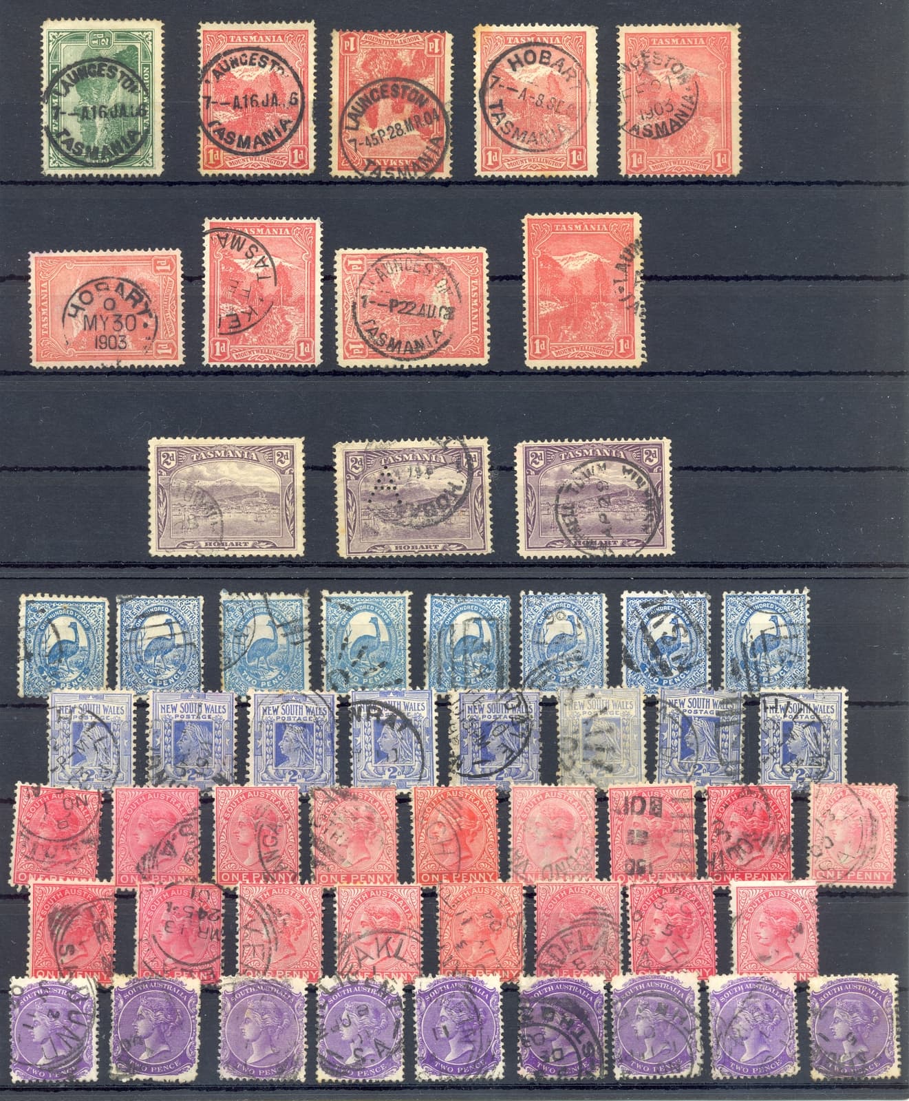 AUSTRALIA STATES 164 STAMPS - UNSORTED FOR VARIETIES / PM ---F/VF  2