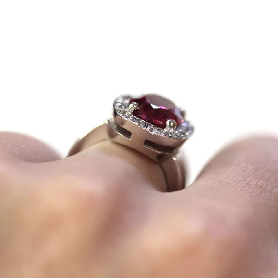 4 Ct Certified Oval Shape Natural Rose Red Diamond Ring VVS1 White Gold Finish 4