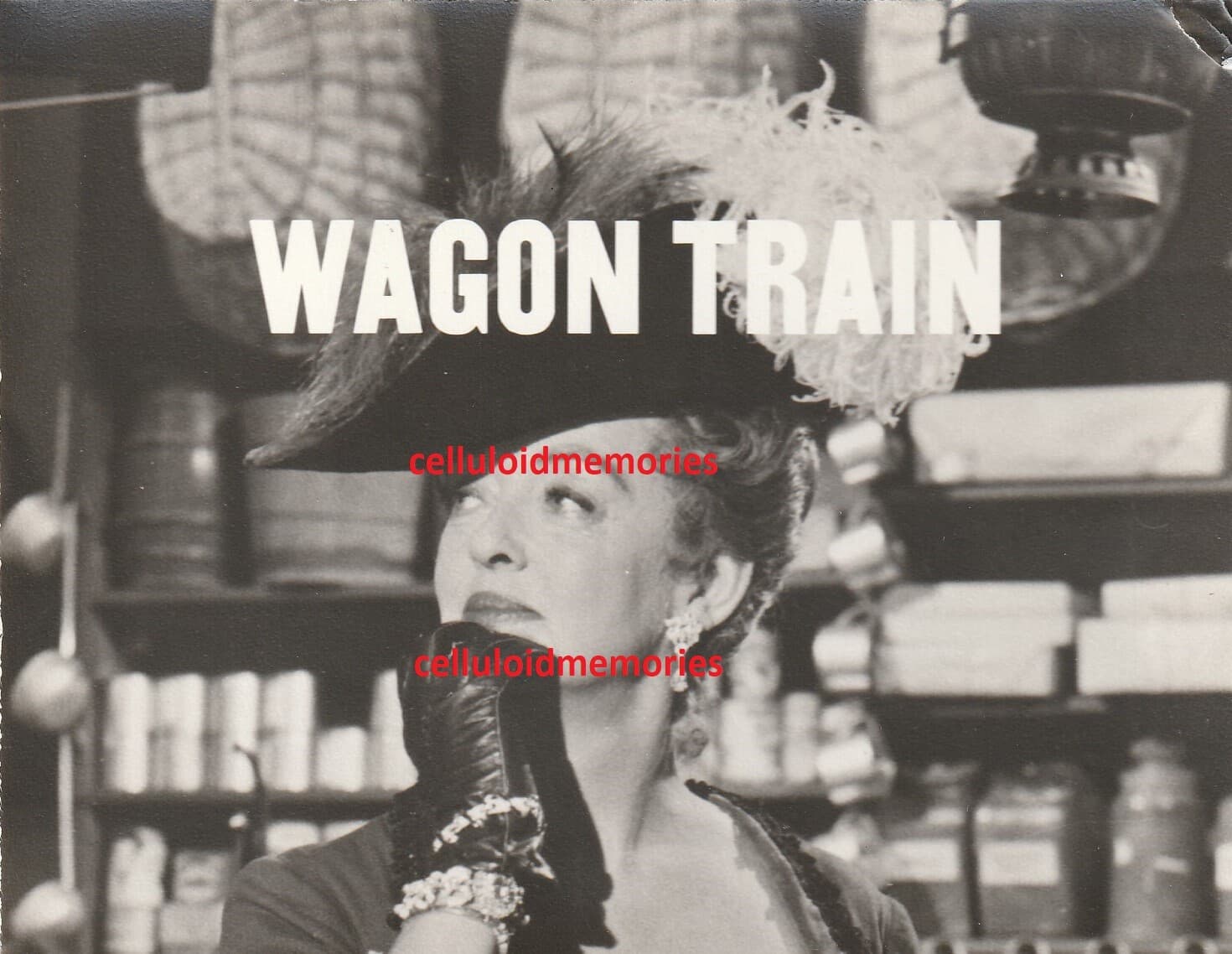 Original NBC Telop Bump Card Promo Photo 1959 Wagon Train Bette Davis DBW