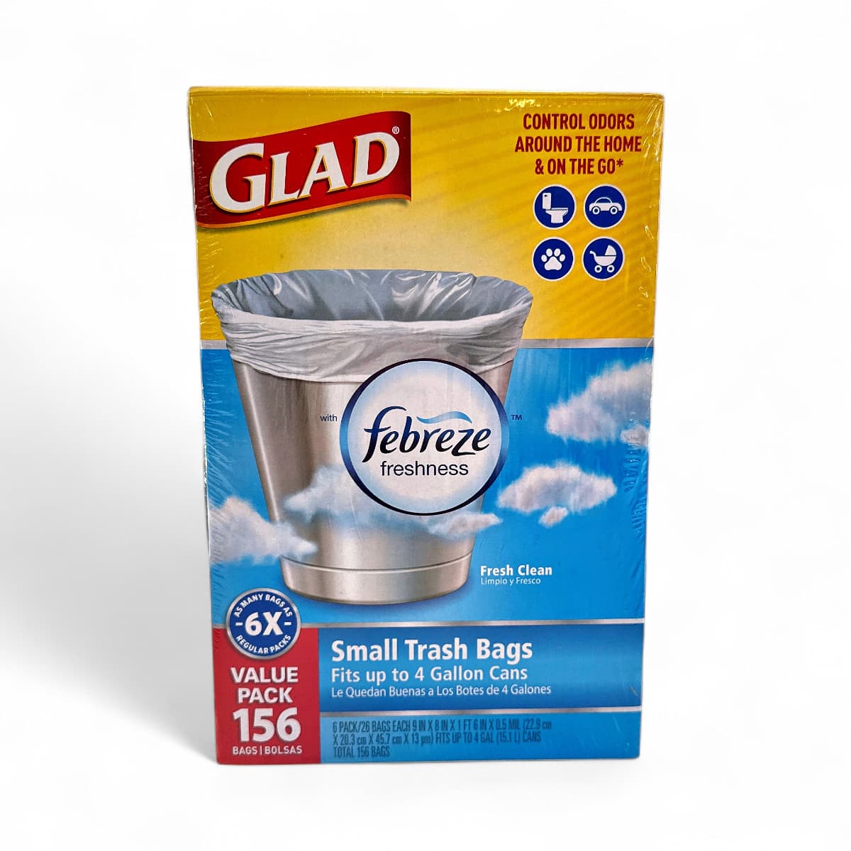 Glad Small Twist-Tie White Trash Bags Febreze Fresh Clean Scent 4-Gal 156 Count 2