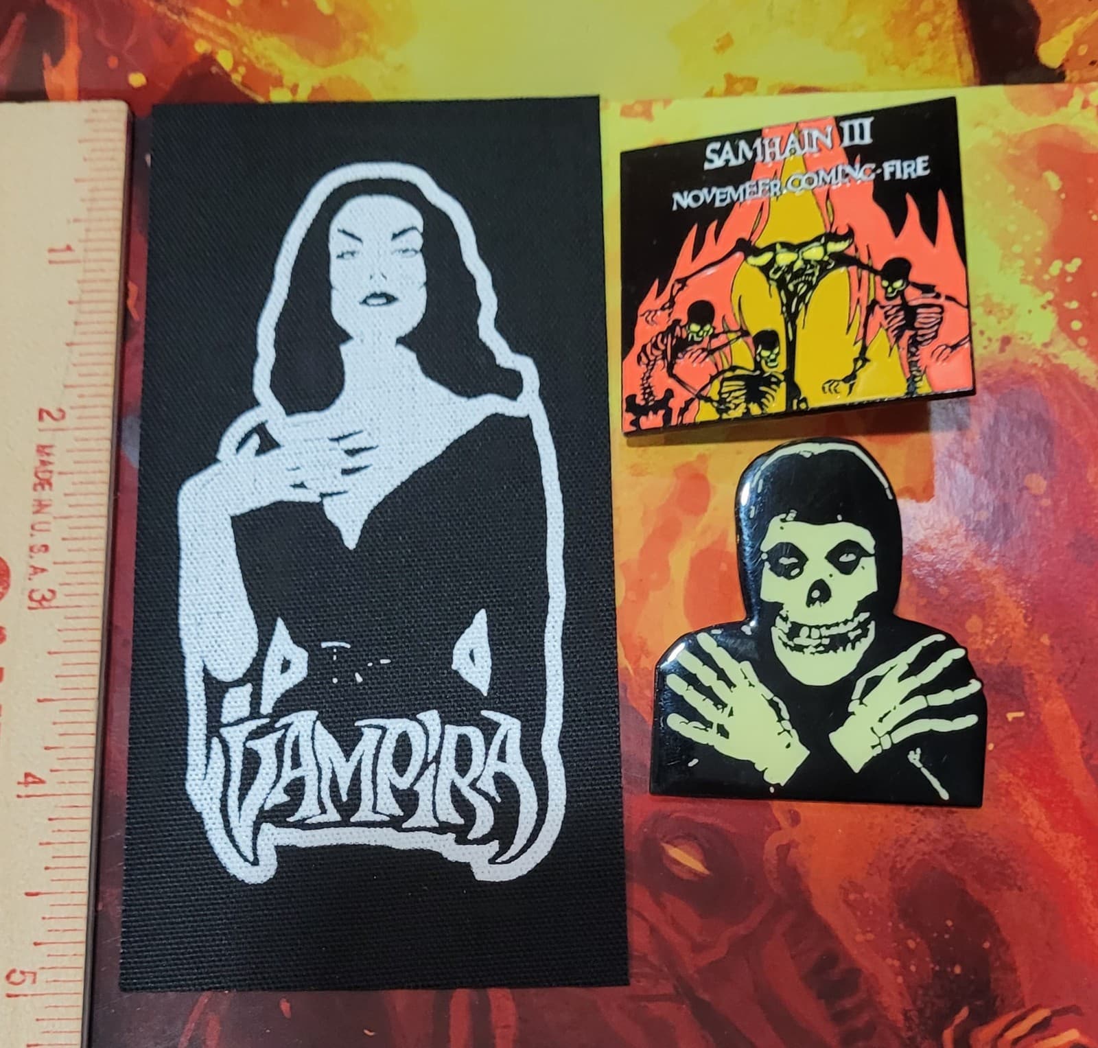 Misfits Samhain Pin & Vampira Patch Lot