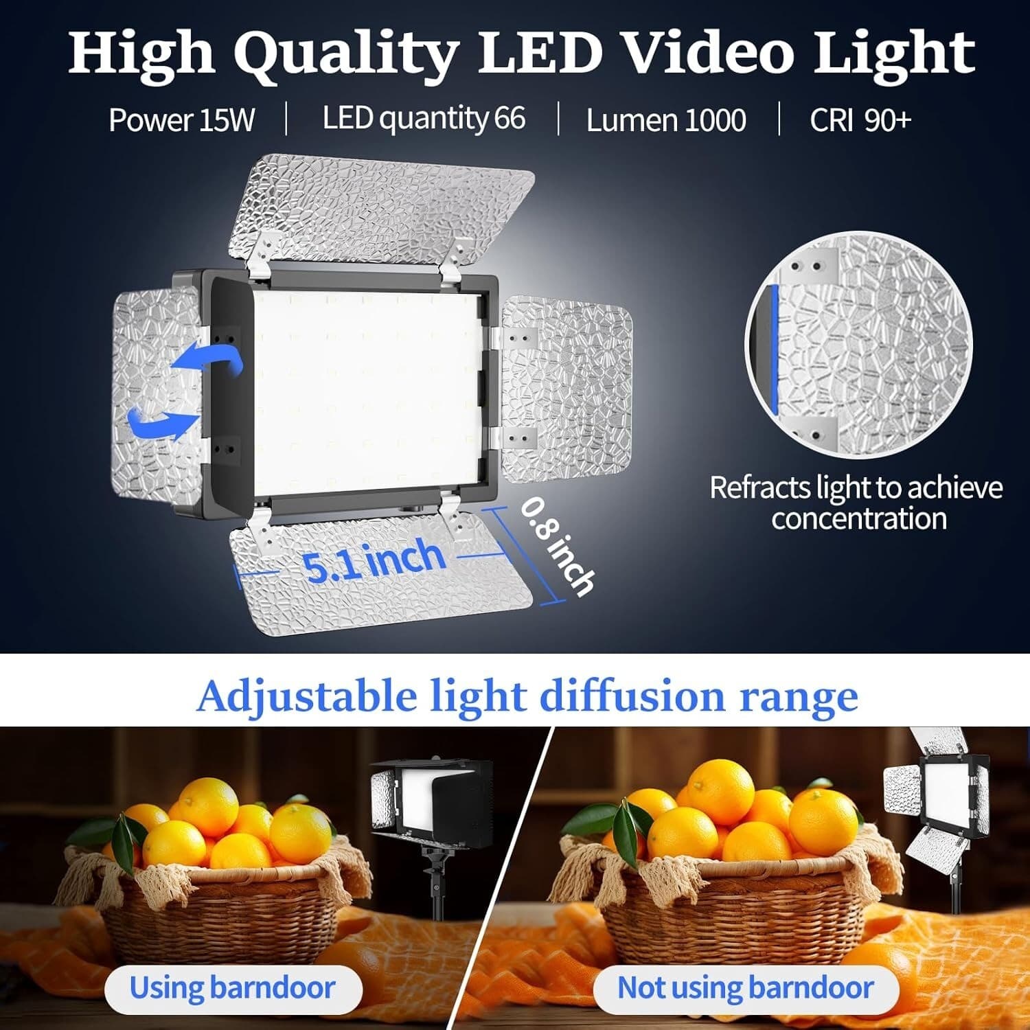 2 Pack LED Video Photography Lighting Kit with 54'' Tripod Stand, Dimmable 5600K 5