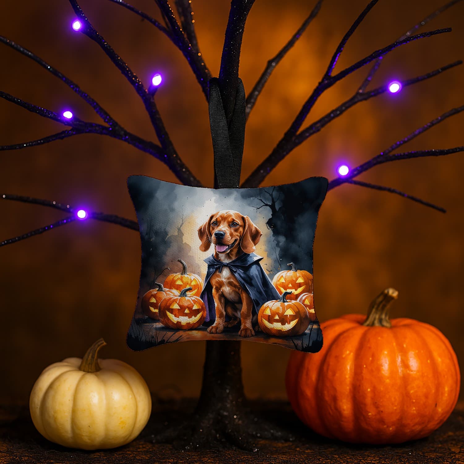 Vizsla Puppy Halloween Hanging Square Fabric Ornament 3.5 by 3.5 DAC8454PO3 2