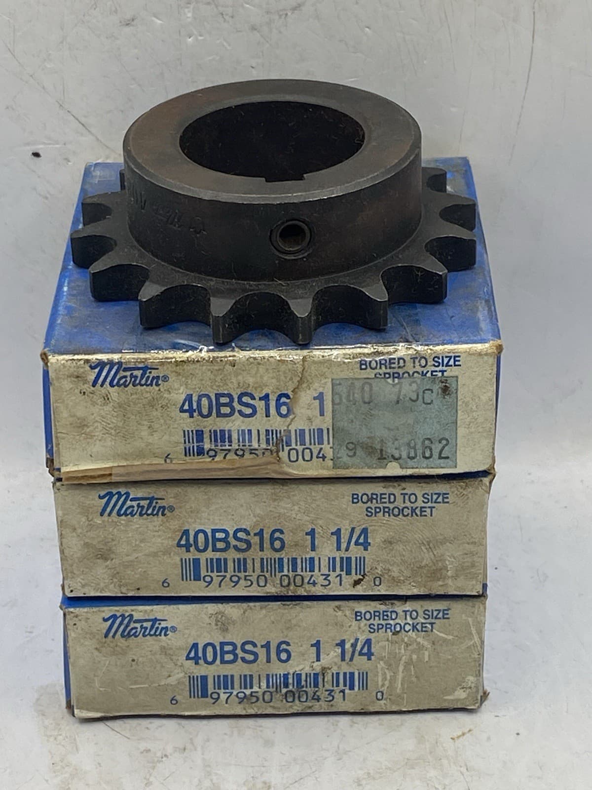 Lot Of 3 MARTIN 40BS16 1 1/4 SPROCKET ANSI #40 16 TEETH 1 1/4" BORE 1/4"
