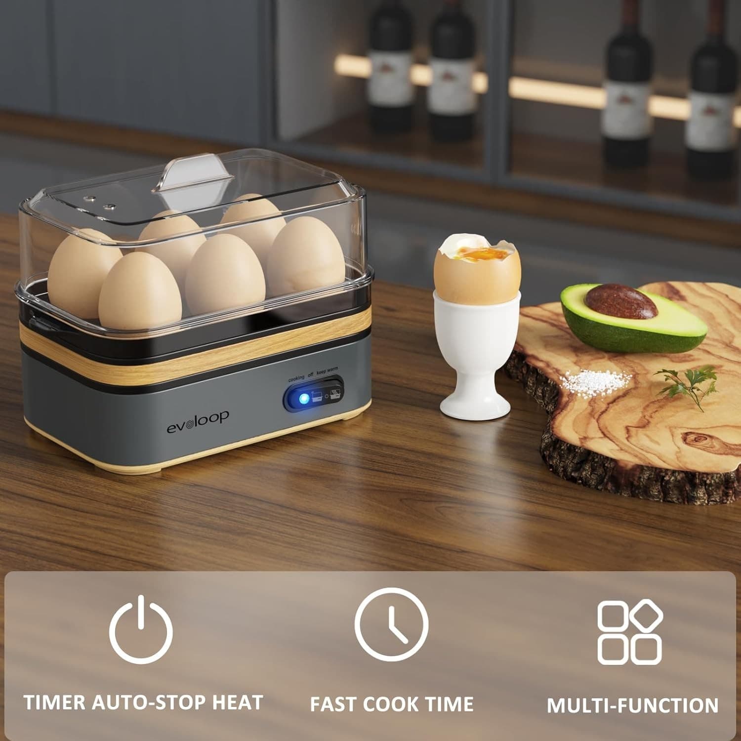 "Cocedor Electrico Rapido de Huevos con Capacidad para 6 Huevos Cocina de Huevos 4