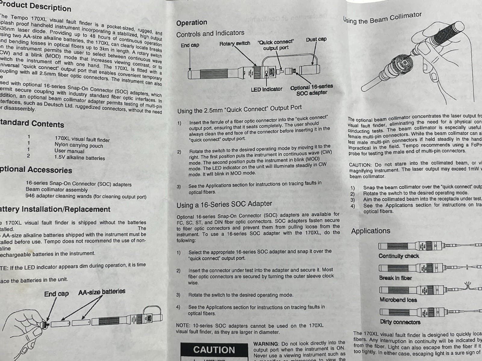 NEW GREENLEE VISUAL FAULT FINDER LOCATOR 170XL 84501 635nm 2.0mW CLASS IIIa 6