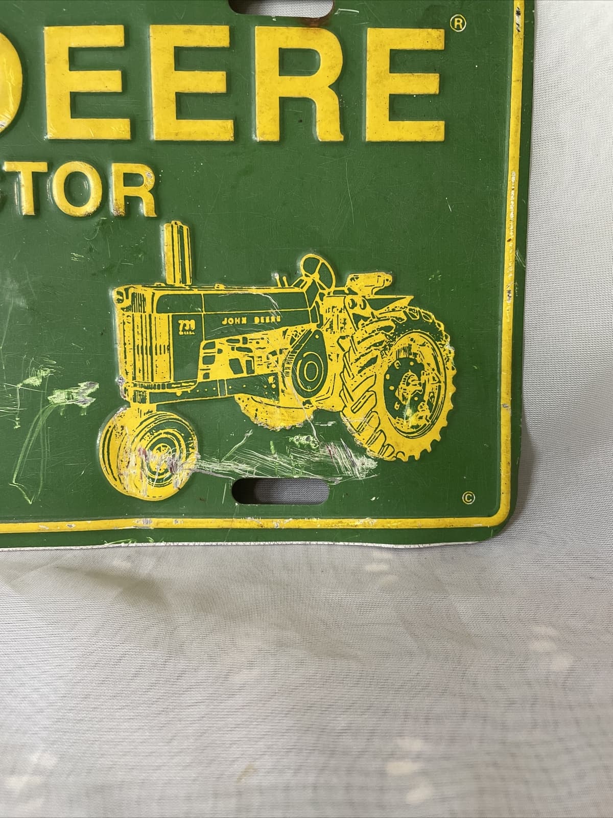 John Deere Tag license plate green Yellow Collector Tag Tractor Truck 2