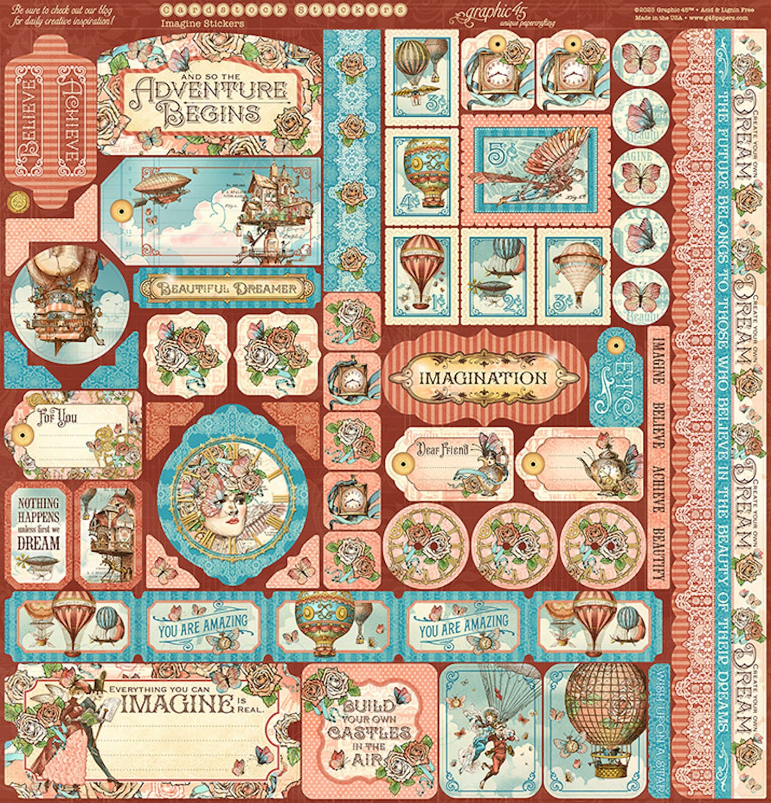 Graphic45 IMAGINE COLLECTOR'S EDITION 12x12 PACK scrapbooking PAPER + STICKERS 2