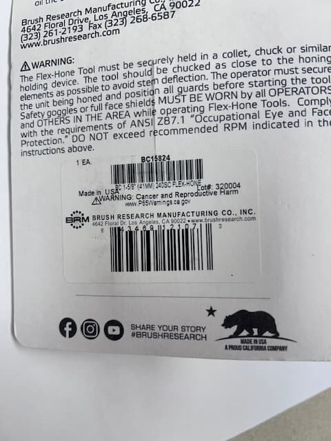 1-5/8" 240 GRIT SILICON CARBIDE FLEX HONE BRUSH RESEARCH (41MM) BC15824 - NEW! 3