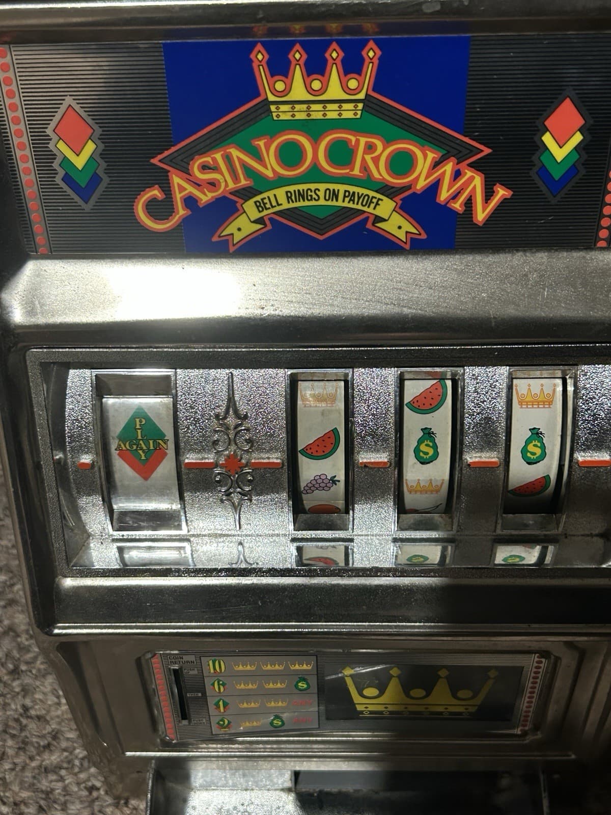 Vintage Waco Casino Crown Novelty Slot Machine Quarters 25 CentJapan READ VIDEO 2