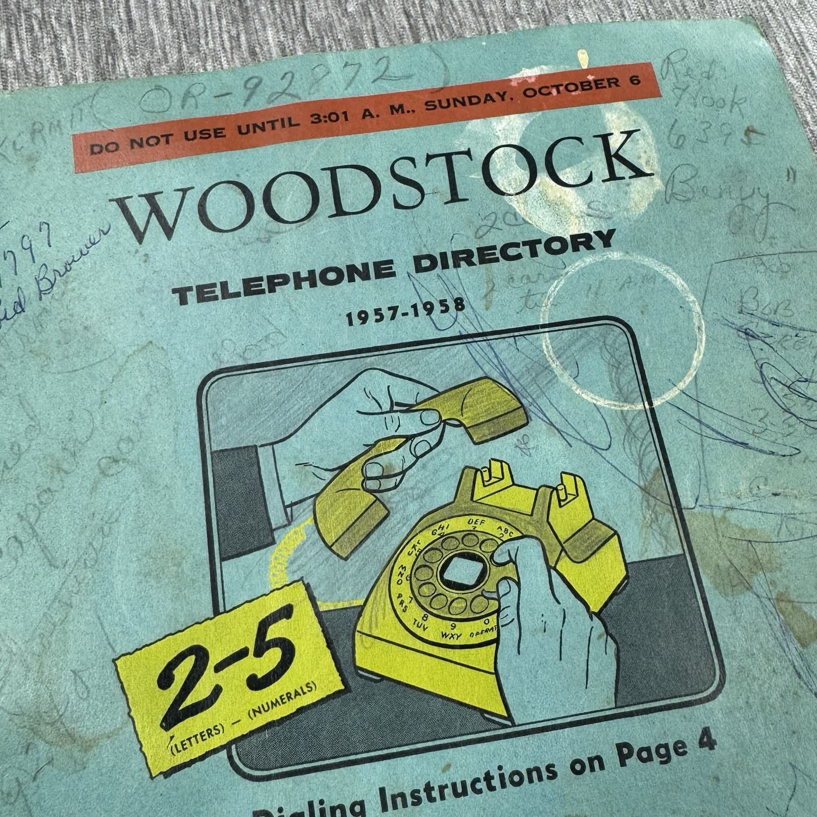 Vintage Woodstock, NY Telephone Directory Book 1957-1958 New York Genealogy 2
