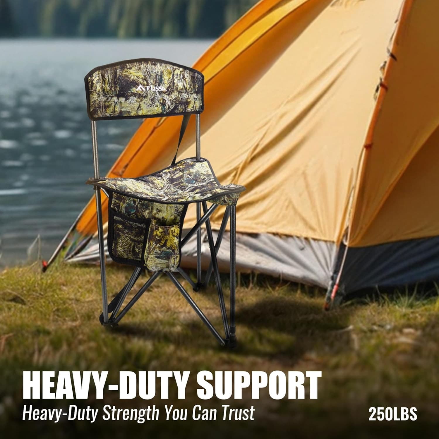 FLISSA Portable Tripod Hunting Chair with Backrest Foldable Hunting Stool 250LBS 5