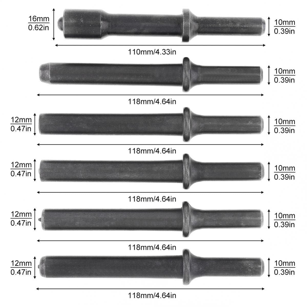 6pcs Steel Air Rivet Impact Head for Pneumatic Riveter Air Pop Rivet Gun M3-M8 2