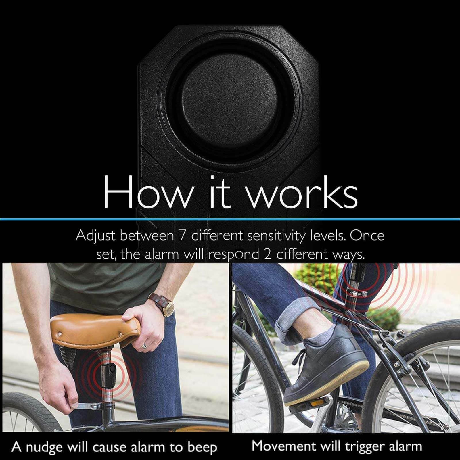 3× Wireless Anti-Theft Motorcycle Bike Alarm System Vibration Sensor with Remote 4