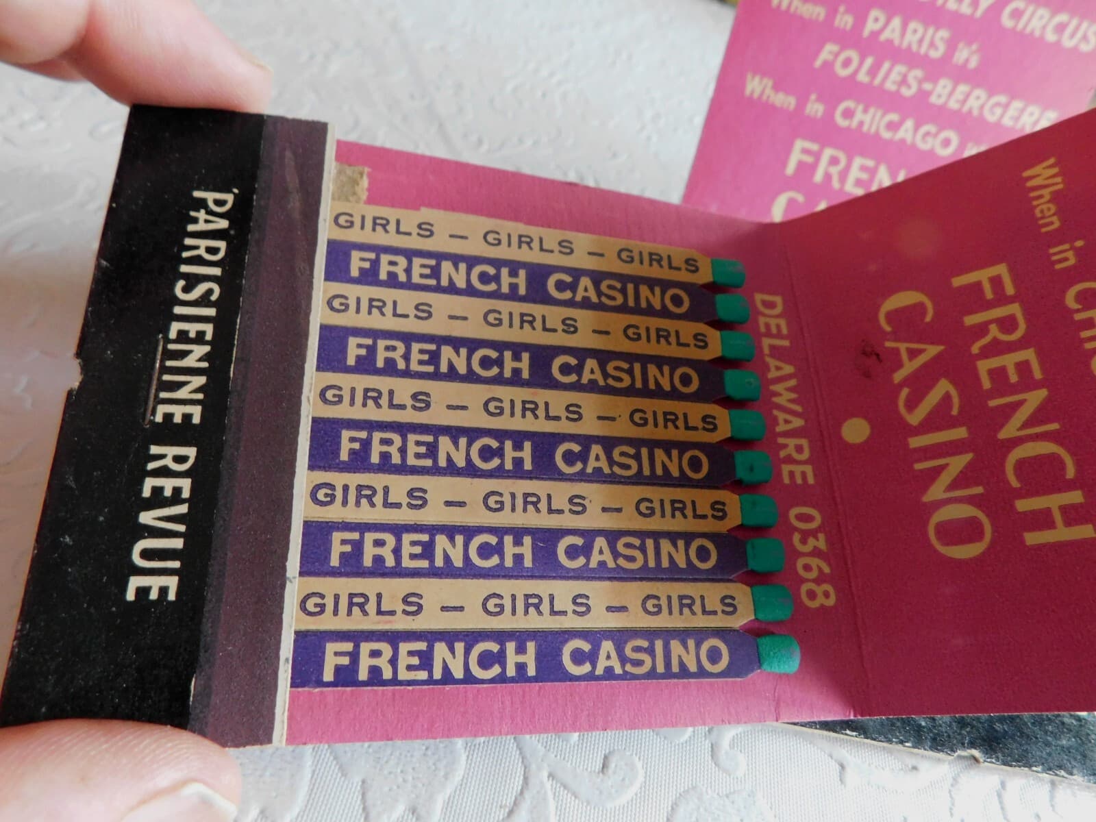 VINTAGE SUPER SIZED FRENCH CASINO CHICAGO ART DECO MATCHBOOK COVERS UNUSED 4