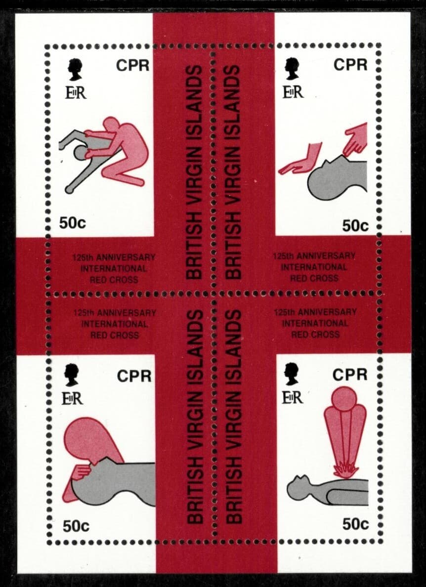 BVI 1988 - Red Cross - Souvenir Stamp Sheet - Scott #617 - MNH