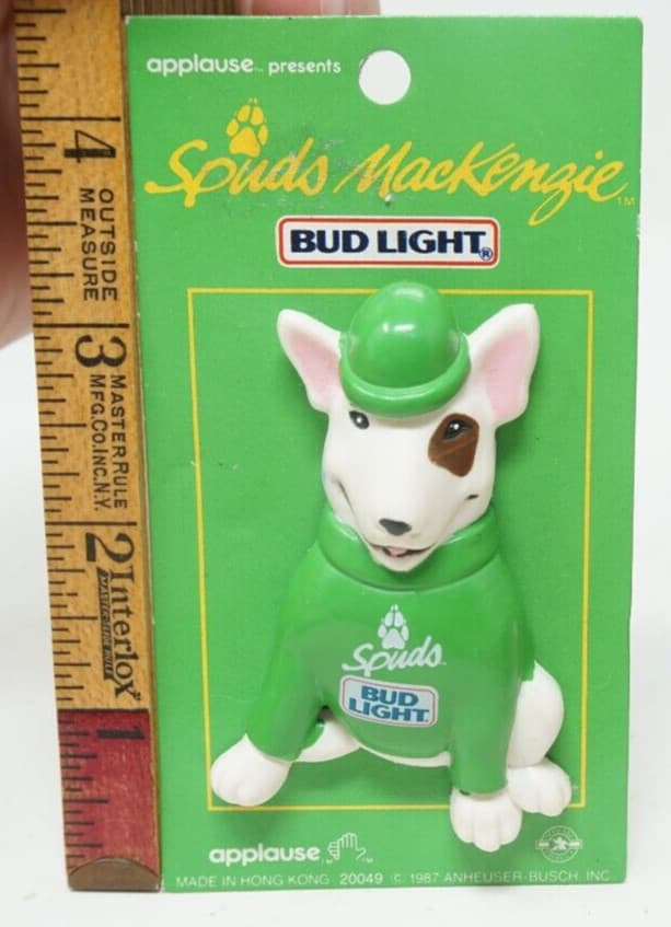 Vintage Spud MacKenzie Bud Light Budweiser Pin Green Irish St Patricks Applause 3