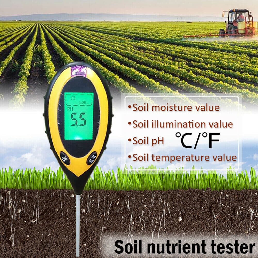4 in 1 Soil PH Tester Digital Moisture Meter Test for Garden Farm Plant Lawns 6