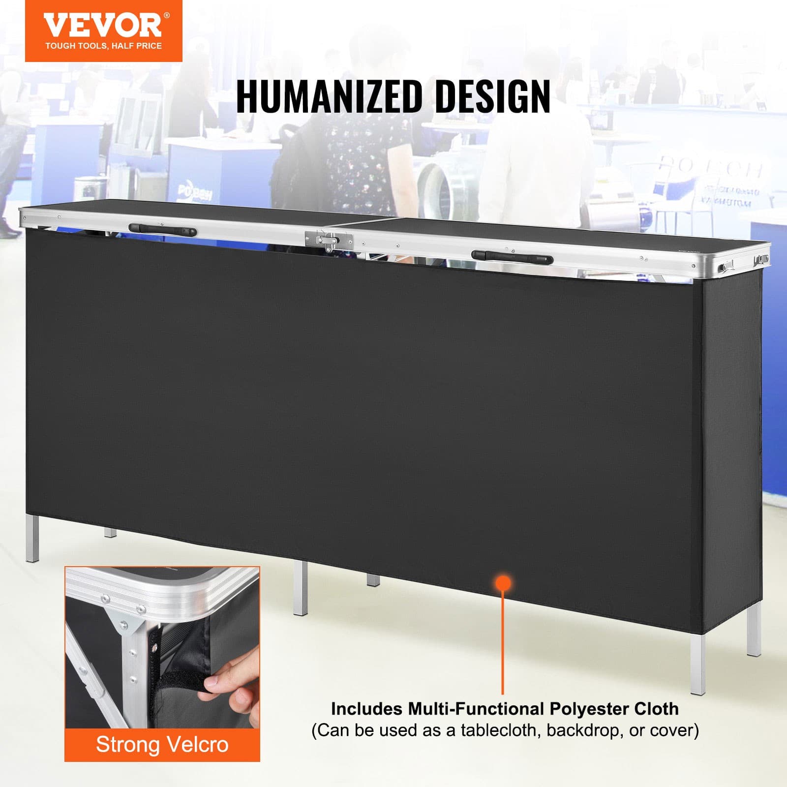 VEVOR Trade Show Display Podium Table Counter Stand 77.95"x15.16"x34.65" Folding 2