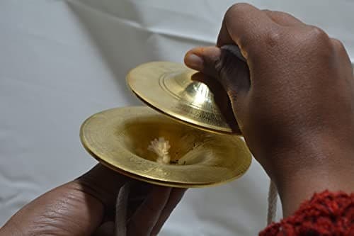 Brass Manjira Cymbals for Puja, Meditation & Kirtan | Traditional Indian Hand  6