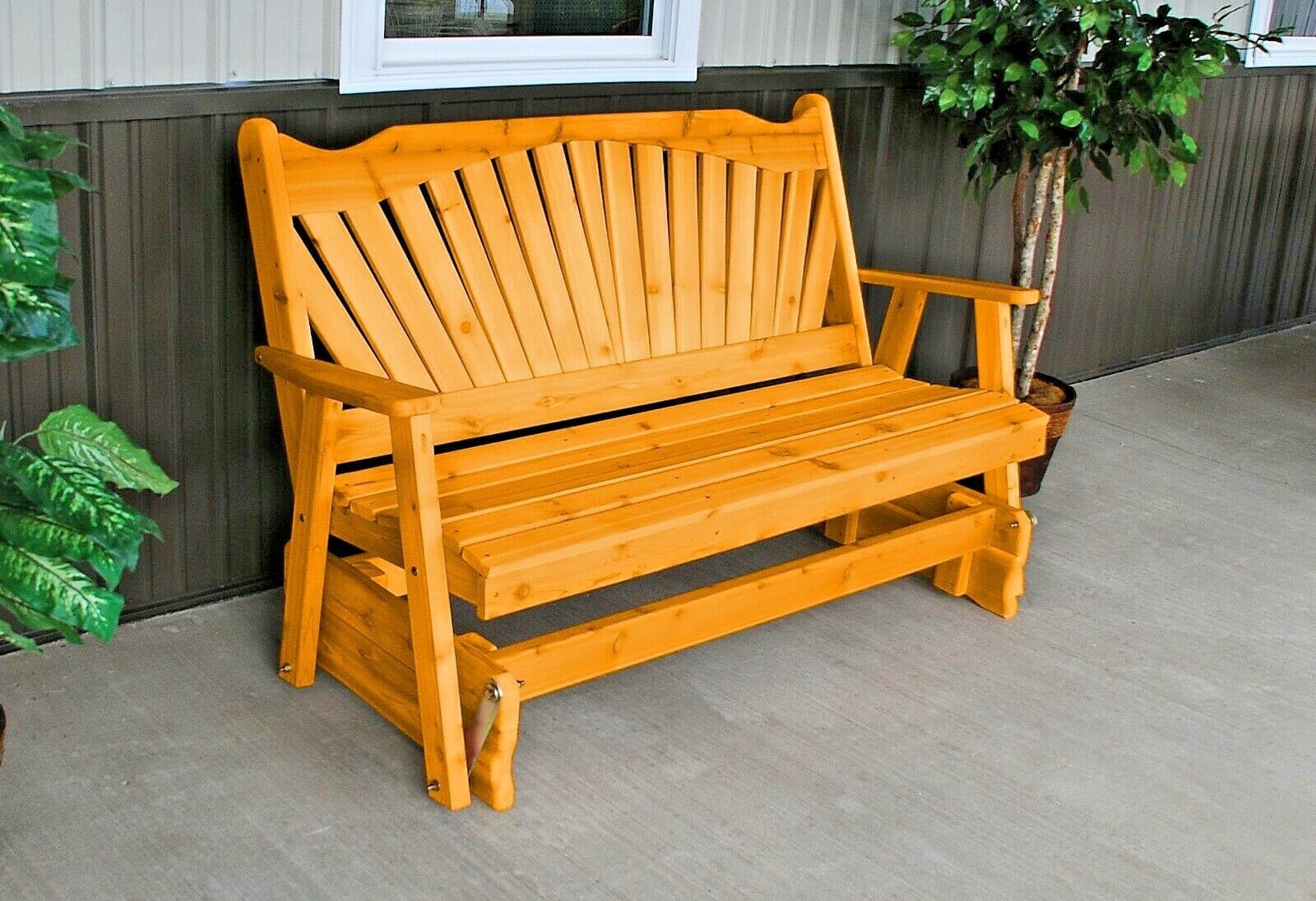 Fanback Porch GLIDER- 5 Ft PINE-*MULTIPLE STAIN & PAINT OPTIONS*  Made in USA 2