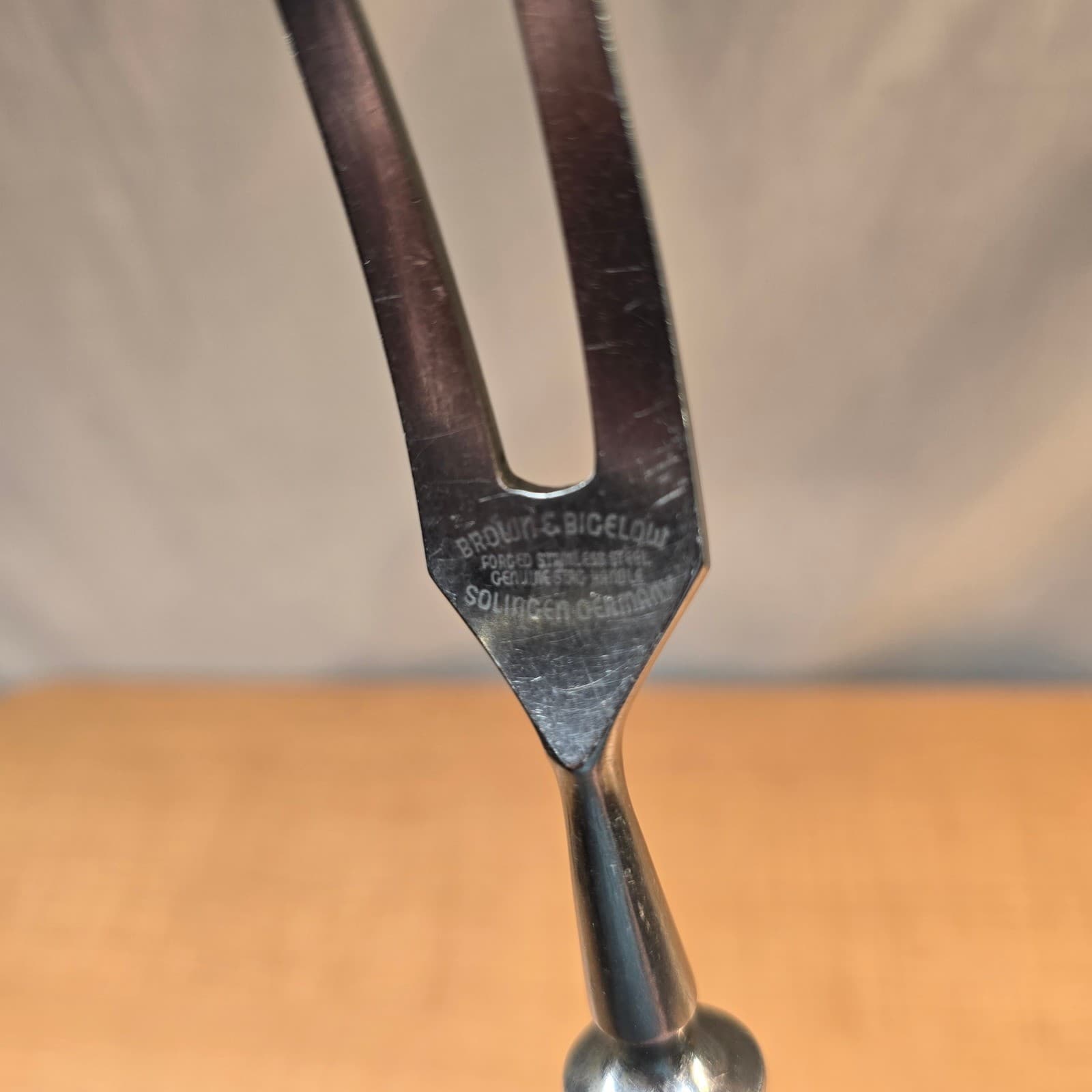 Vintage Stag Antler Handle Meat Carving Serving Fork 11" Brown & Bigelow Germany 5