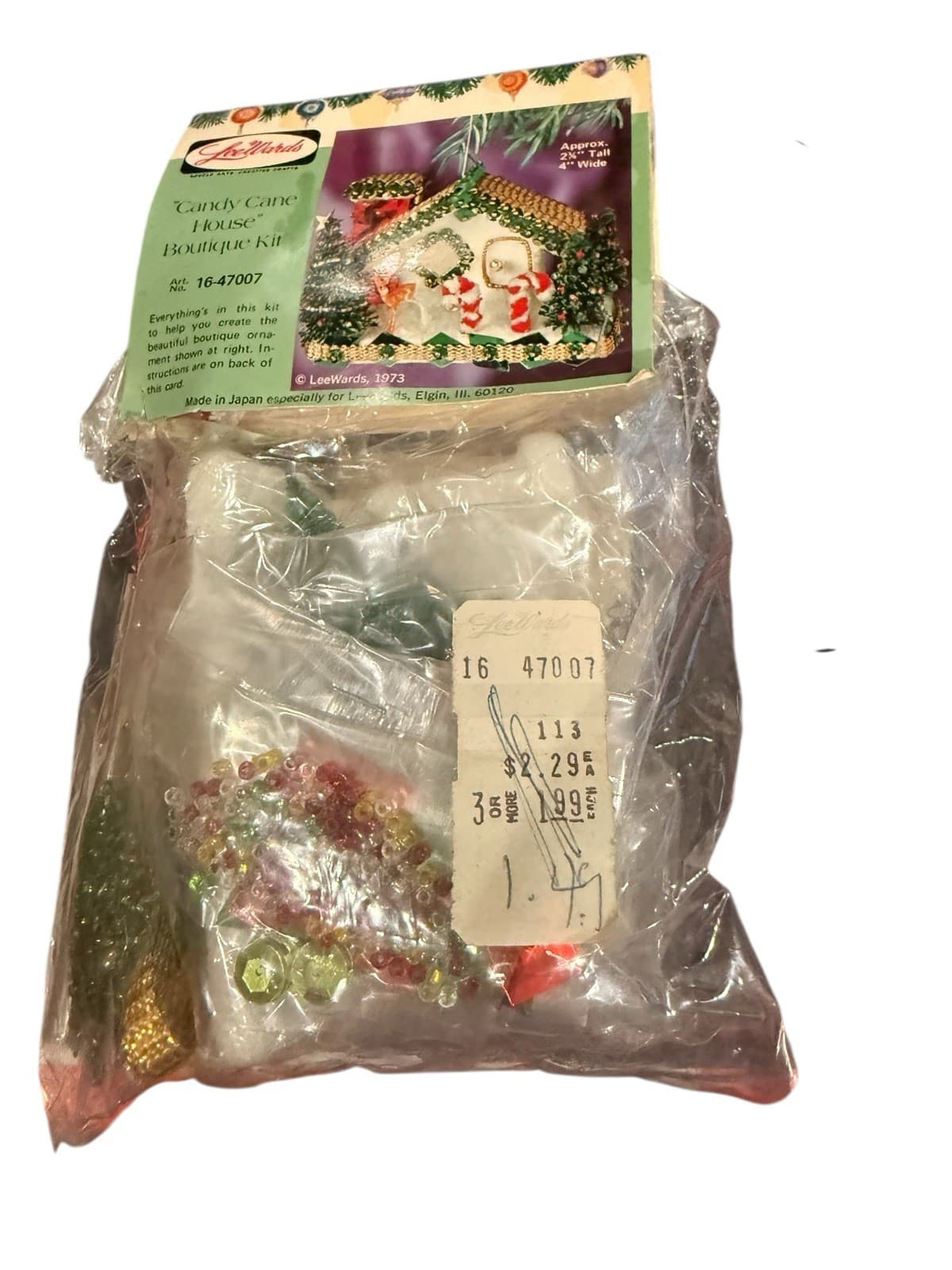 RARE! LeeWards Gingerbread House Sequin Bead Christmas Ornament Kit VTG NOS 2