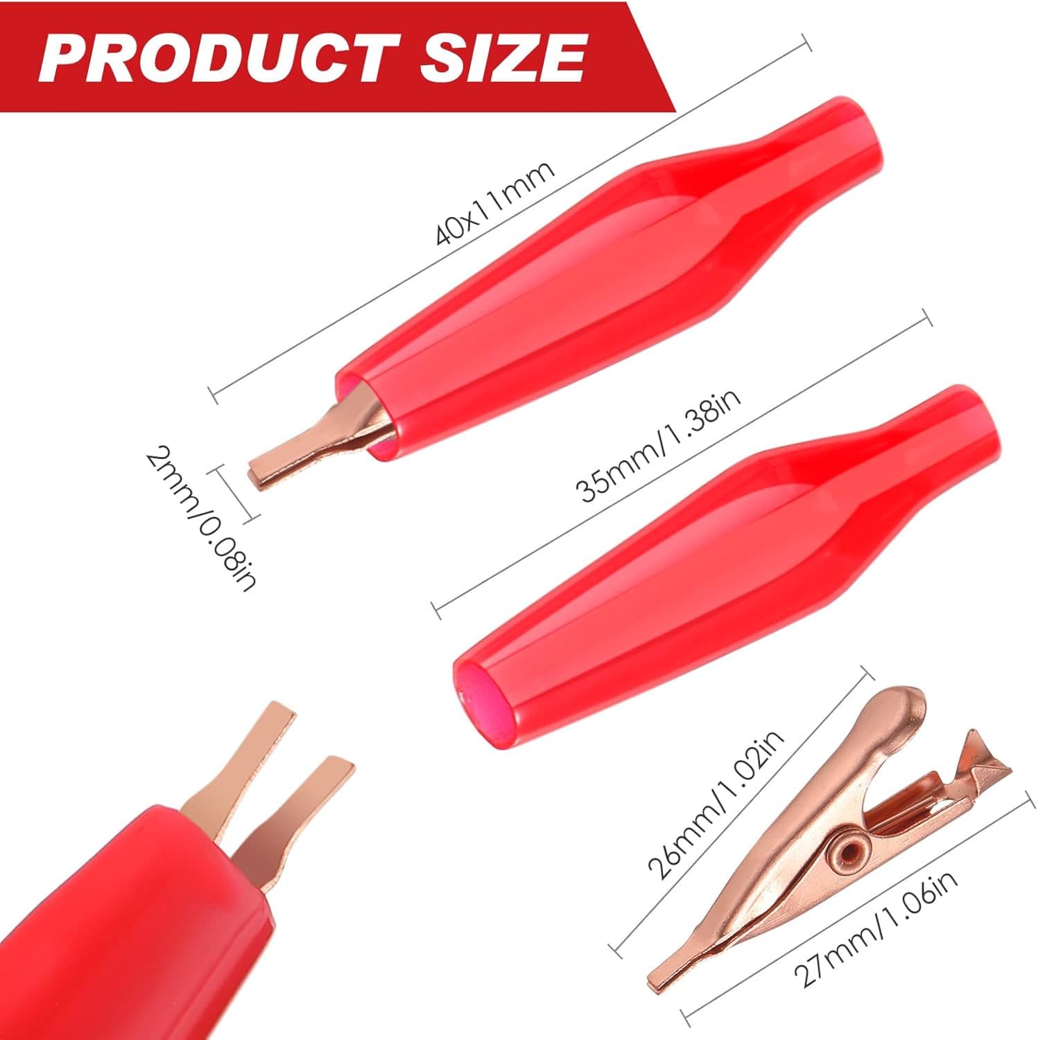 20 Pack Micro Toothless Alligator Test Clips Small Solid Copper Alligator Cli 2