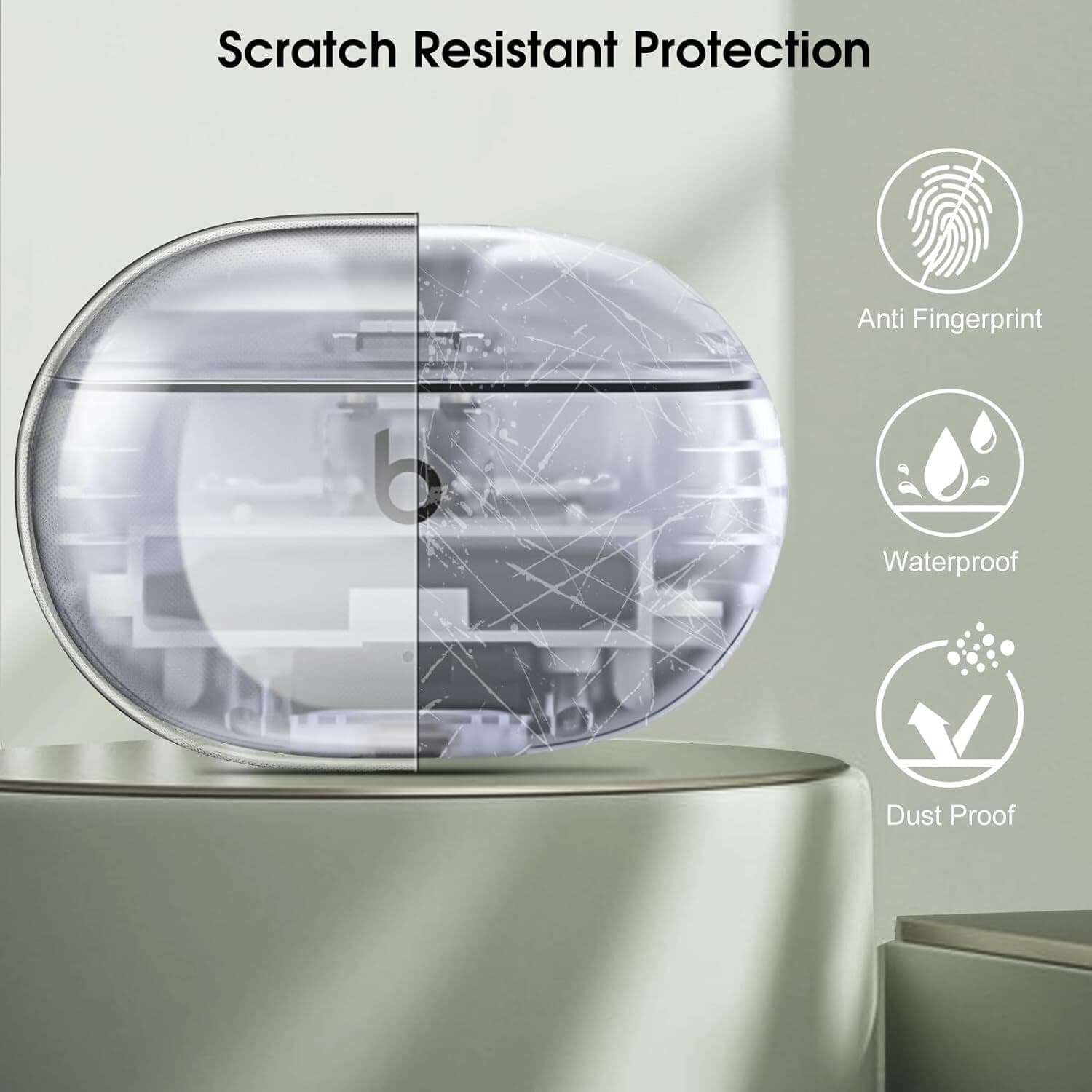 Clear Case for New Beats Studio Buds + 2023 Shockproof Earbuds Protective Cover 3